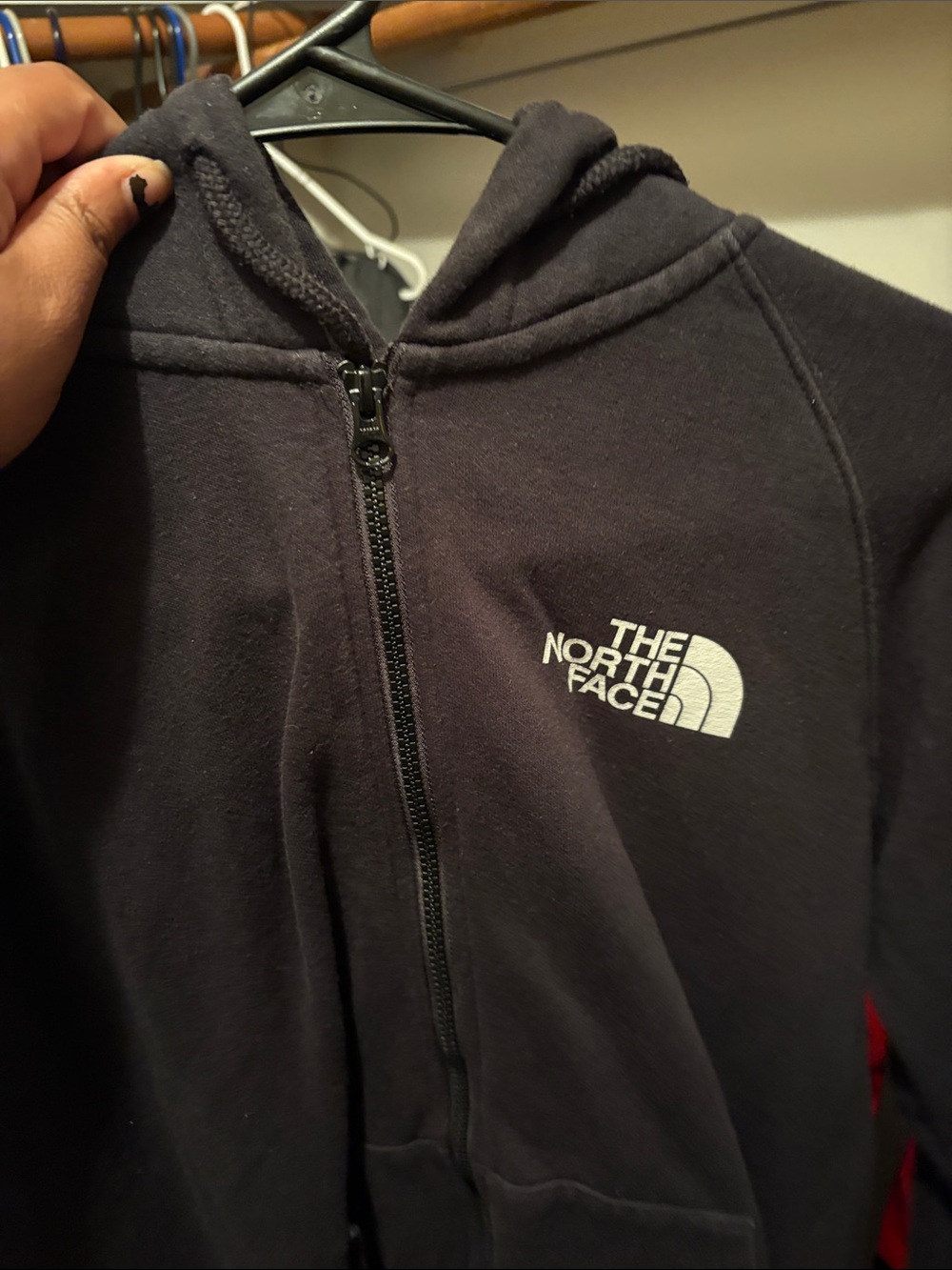 The North Face Kids Black Full-Zip Hooded Sweatshirt with White Logo